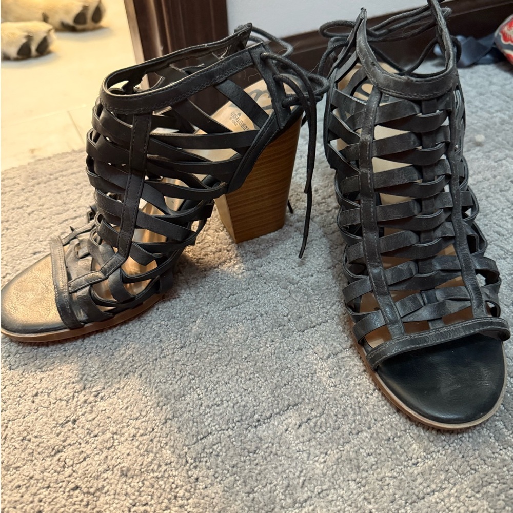 Women's Strappy Black Heeled Sandals